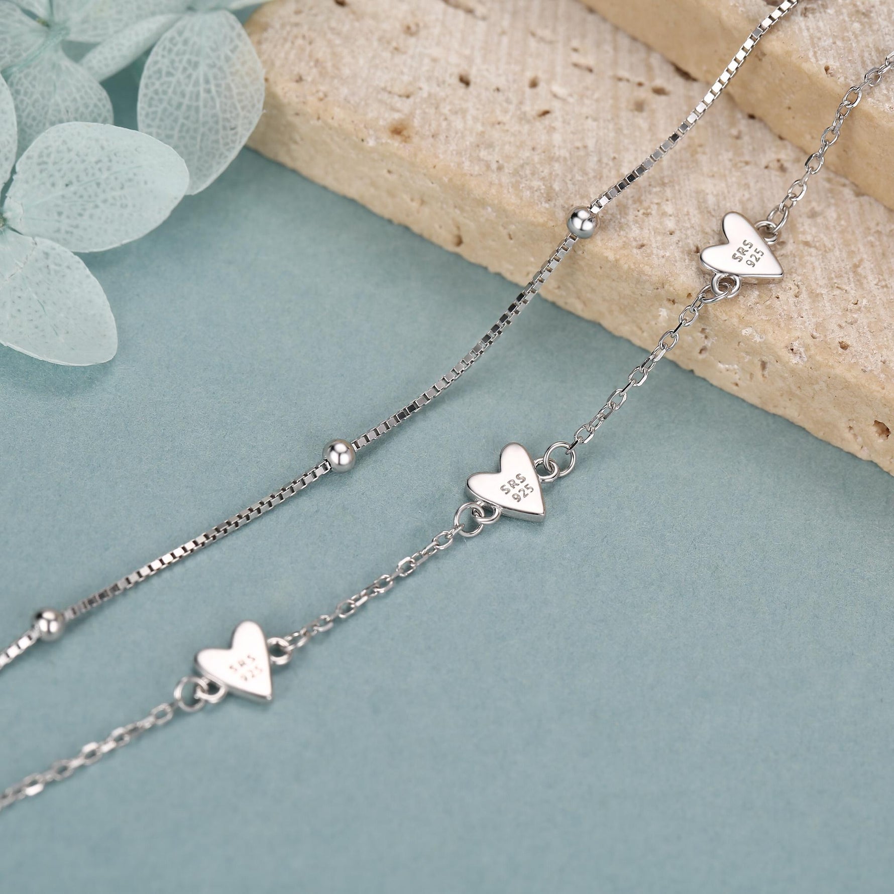Double Layer Three Hearts Charm Bracelet