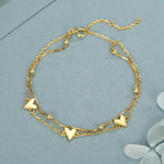 Double Layer Three Hearts Charm Bracelet