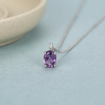 Amethyst Oval Pendant Necklace