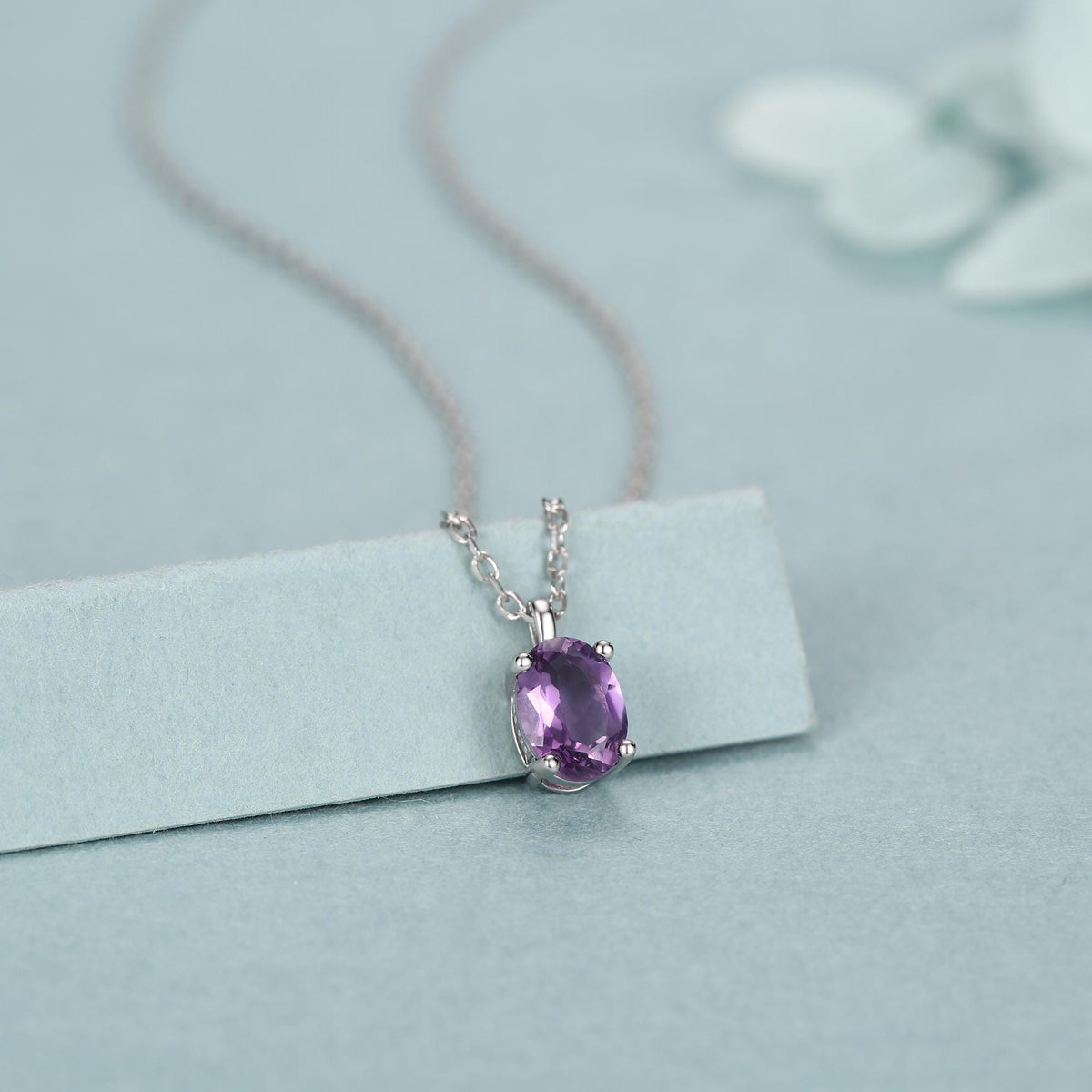 Amethyst Oval Pendant Necklace