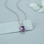 Amethyst Oval Pendant Necklace