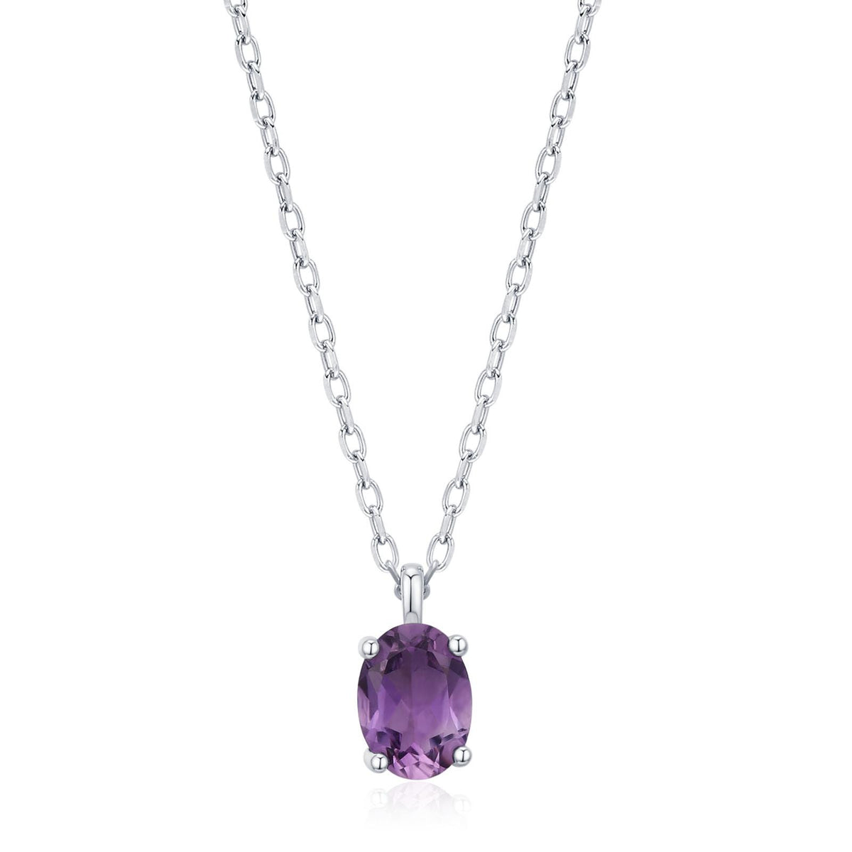 Amethyst Oval Pendant Necklace