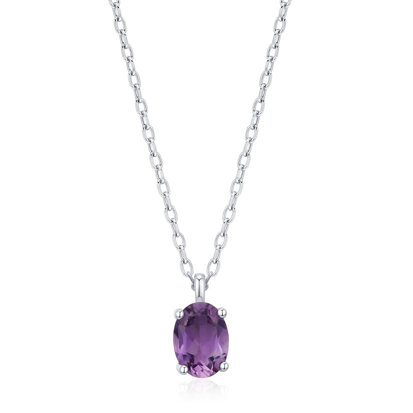 Amethyst Oval Pendant Necklace