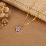 Droplet Purple Opal Pendant Necklace in Sterling Silver, Lab Opal Necklace, Pear Shape Opal Necklace, Fire Opal Necklace