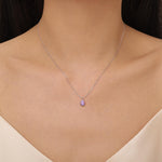 Droplet Purple Opal Pendant Necklace in Sterling Silver, Lab Opal Necklace, Pear Shape Opal Necklace, Fire Opal Necklace