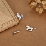 Sterling Silver Horse 18G Flat Back Earrings