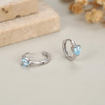 Sterling Silver Topaz Blue CZ Huggie Hoop Earrings