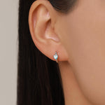 Sterling Silver Topaz Blue CZ Huggie Hoop Earrings