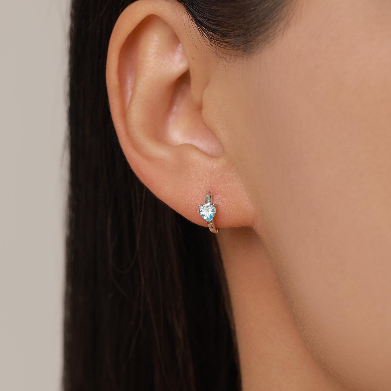 Sterling Silver Topaz Blue CZ Huggie Hoop Earrings