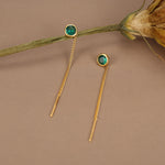 Sterling Silver Emerald Green CZ Threader Earrings