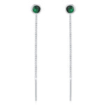Sterling Silver Emerald Green CZ Threader Earrings