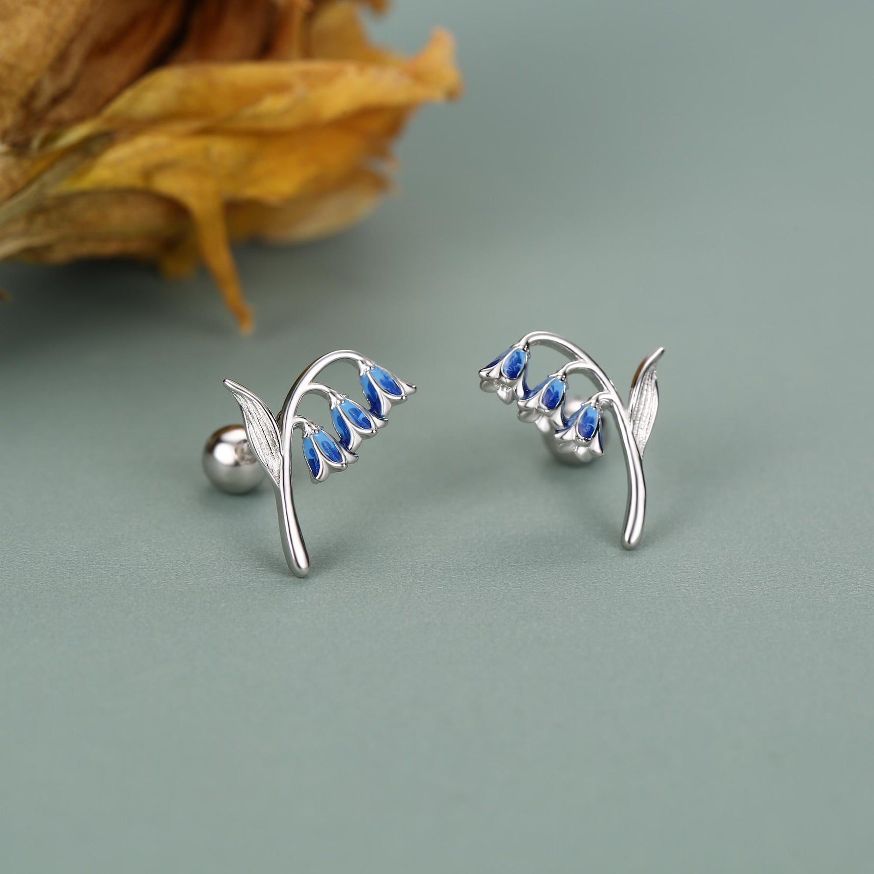 Sterling Silver Bluebell 18G Screw Back Earrings