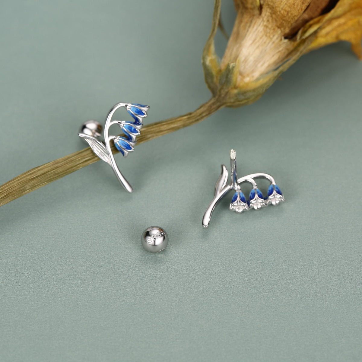Sterling Silver Bluebell 18G Screw Back Earrings
