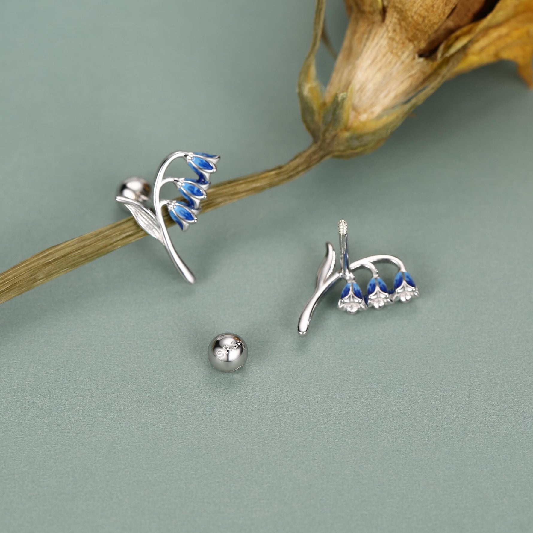 Sterling Silver Bluebell 18G Screw Back Earrings