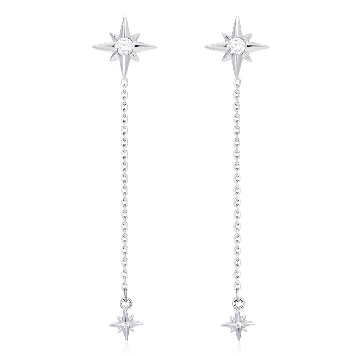 Sterling Silver North Star Jacket Earrings