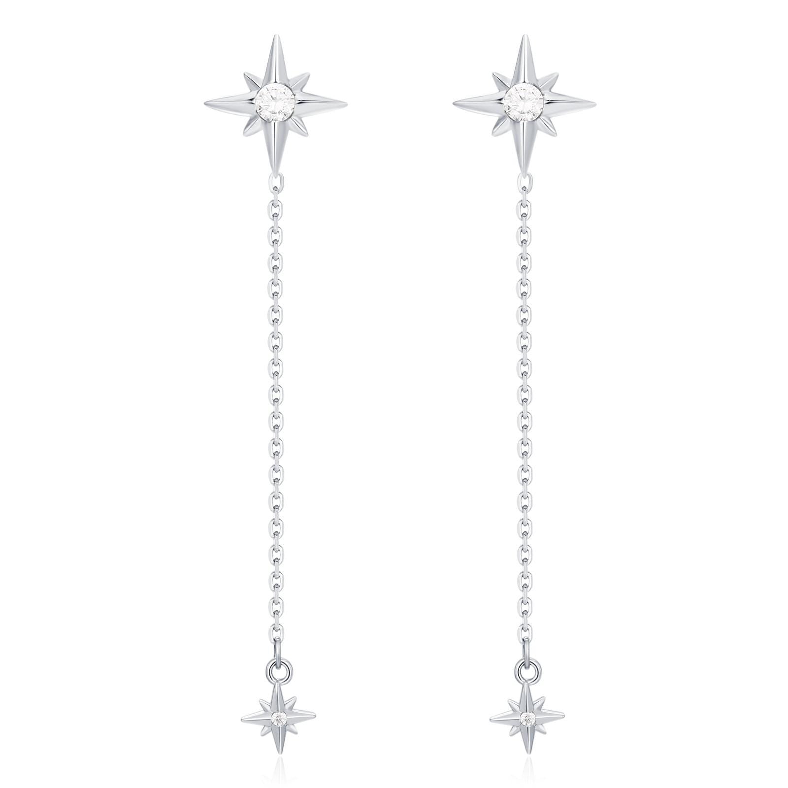 Sterling Silver North Star Jacket Earrings