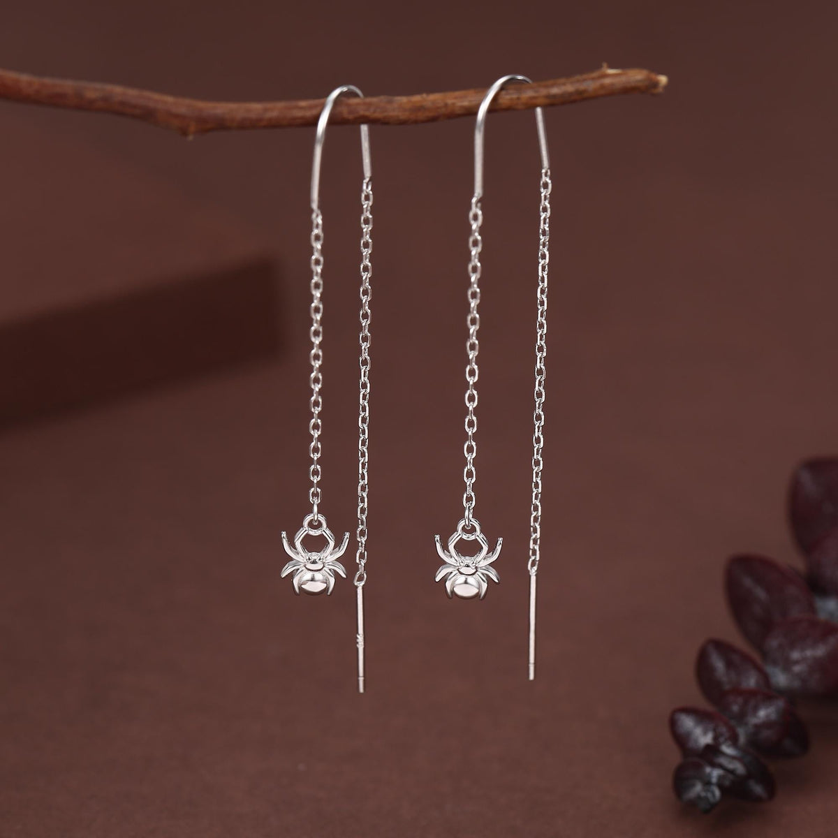 Sterling Silver Spider Threader Earrings