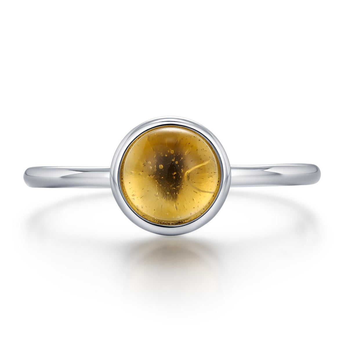 6mm Yellow Citrine Bezel Gemstone Ring