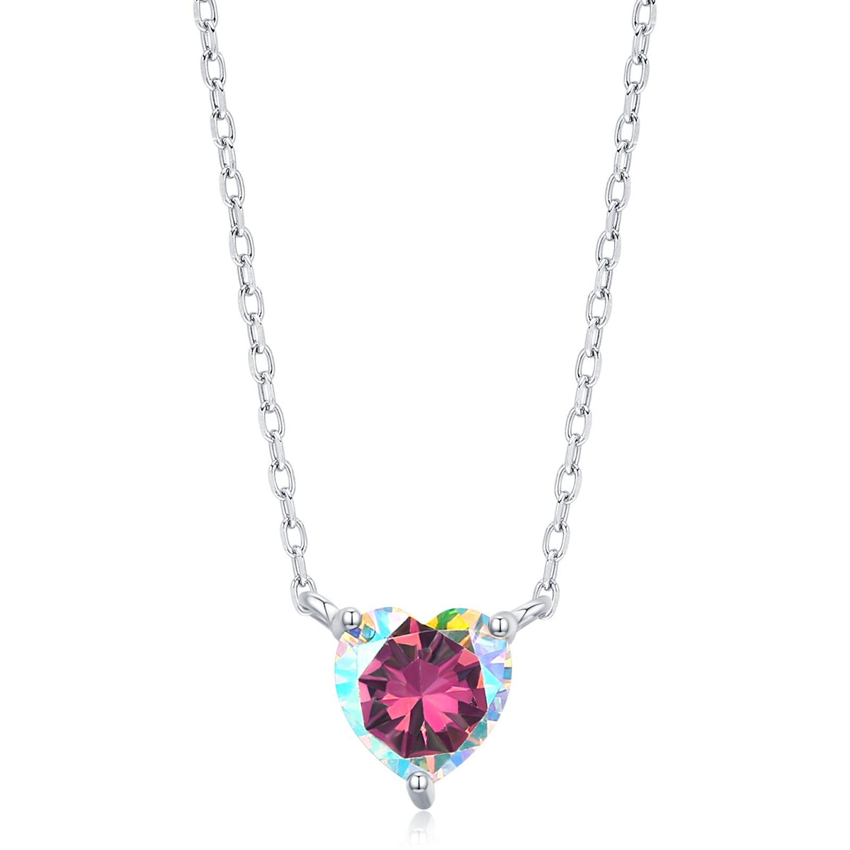 Aurora CZ Heart Charm Necklace
