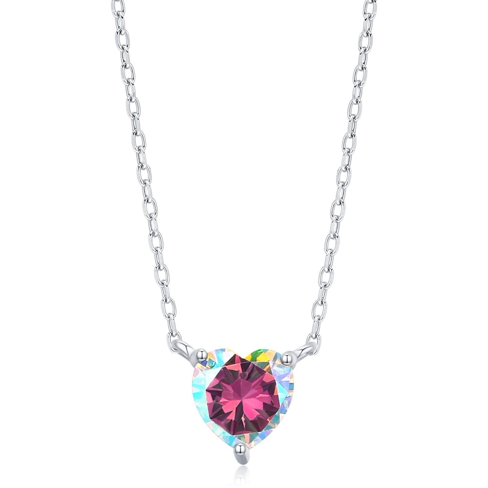 Aurora CZ Heart Charm Necklace