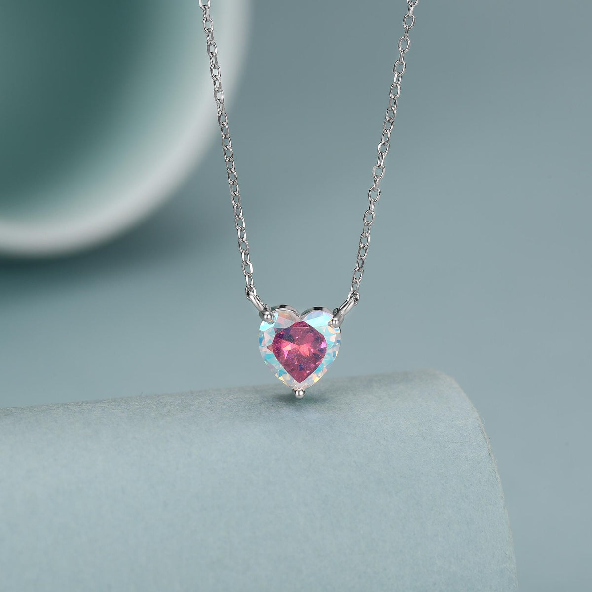 Aurora CZ Heart Charm Necklace