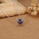 Mystic CZ Heart Charm Necklace