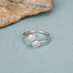 Toi et Moi Pear Cut Moissanite Open Ring