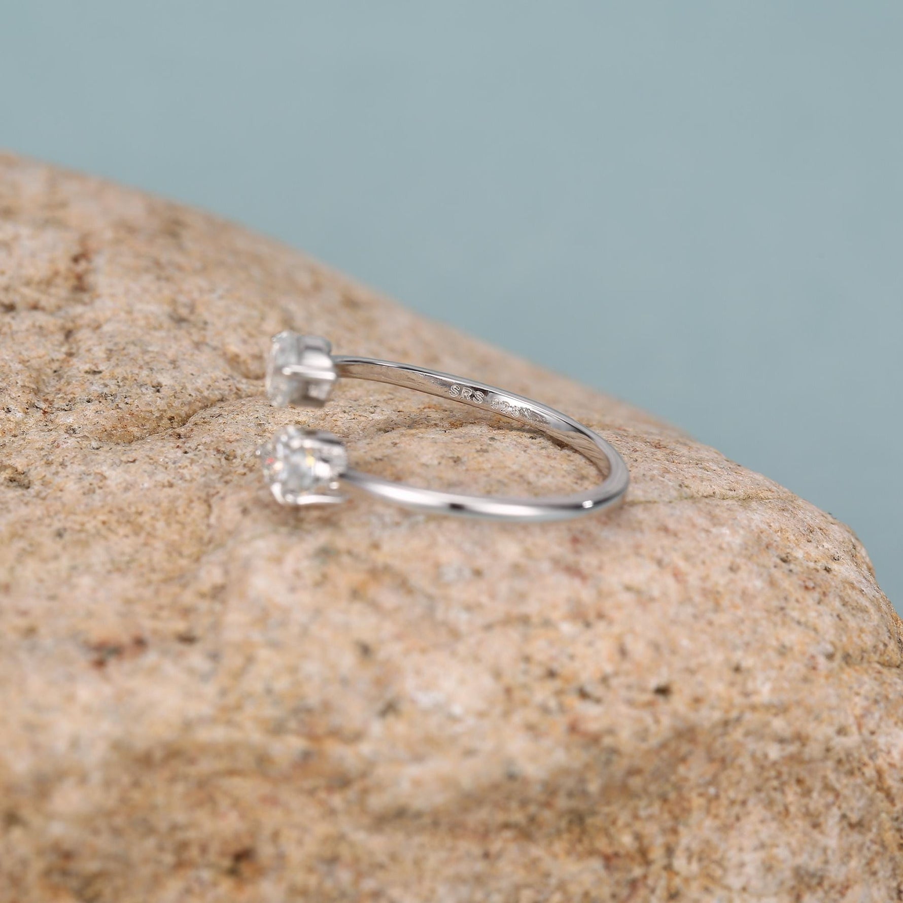 Toi et Moi Pear Cut Moissanite Open Ring