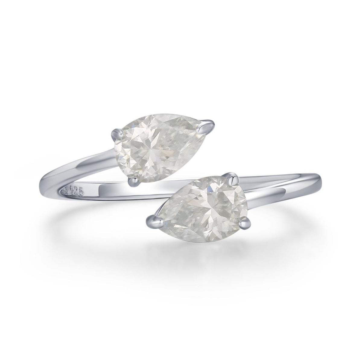 Toi et Moi Pear Cut Moissanite Open Ring