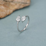 Toi et Moi Pear Cut Moissanite Open Ring