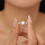 White Opal and Olive Leaf Gemstone Ring