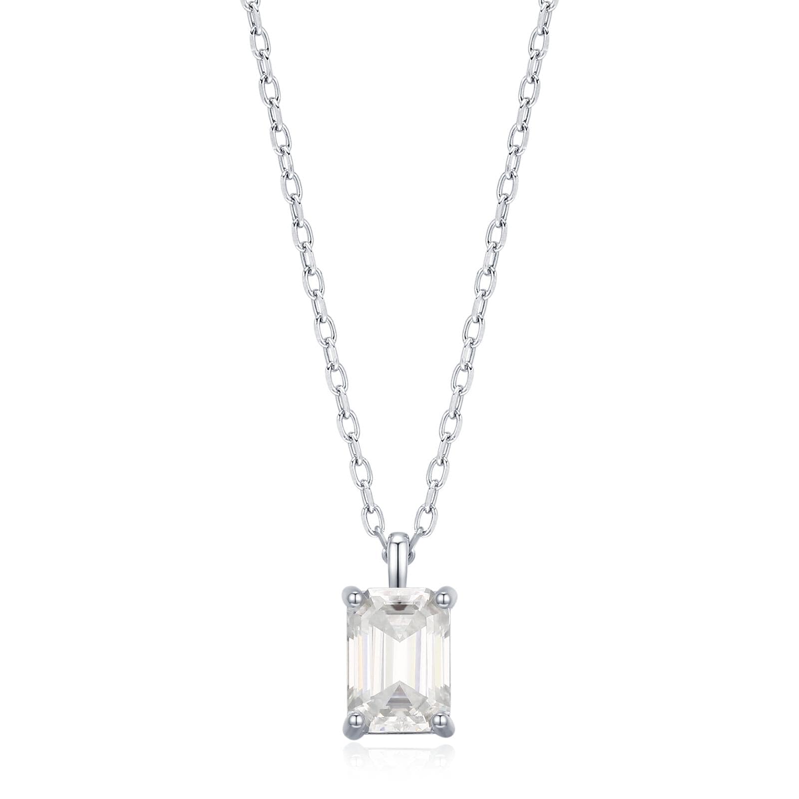 Emerald Cut 1ct Moissanite Pendant Necklace