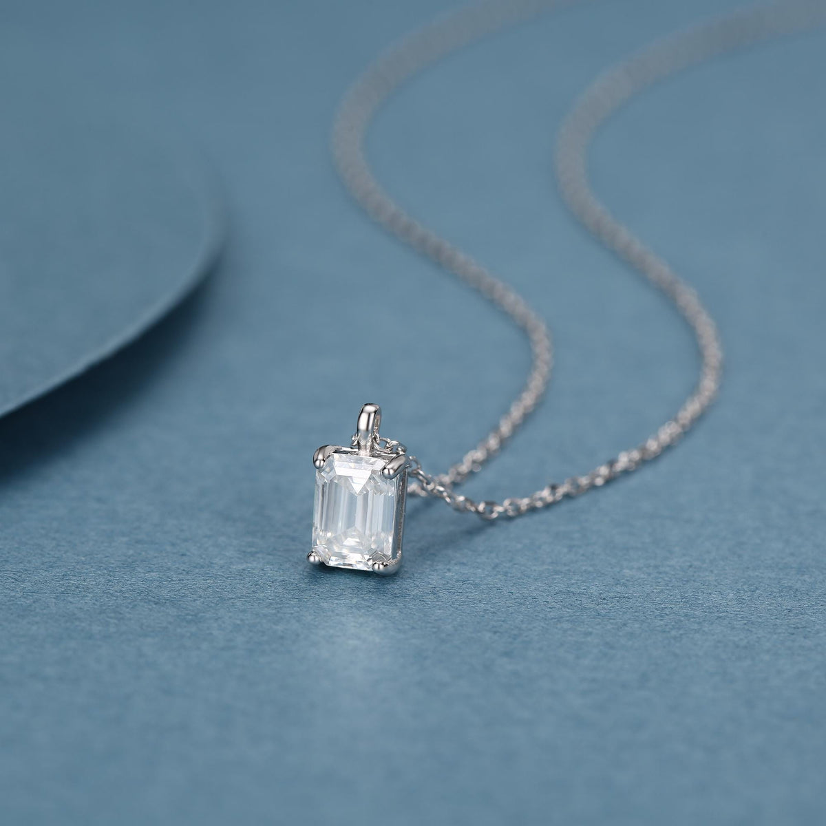 Emerald Cut 1ct Moissanite Pendant Necklace