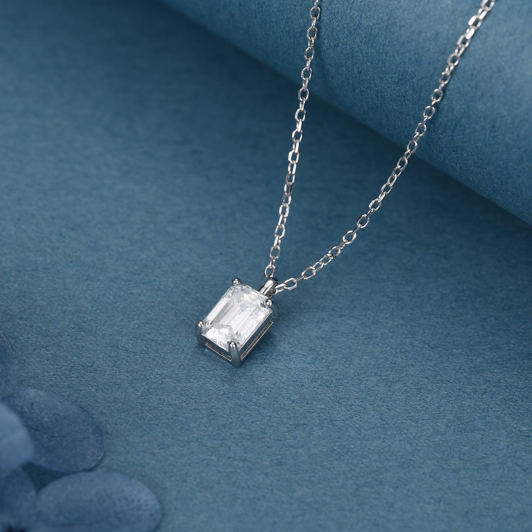 Emerald Cut 1ct Moissanite Pendant Necklace