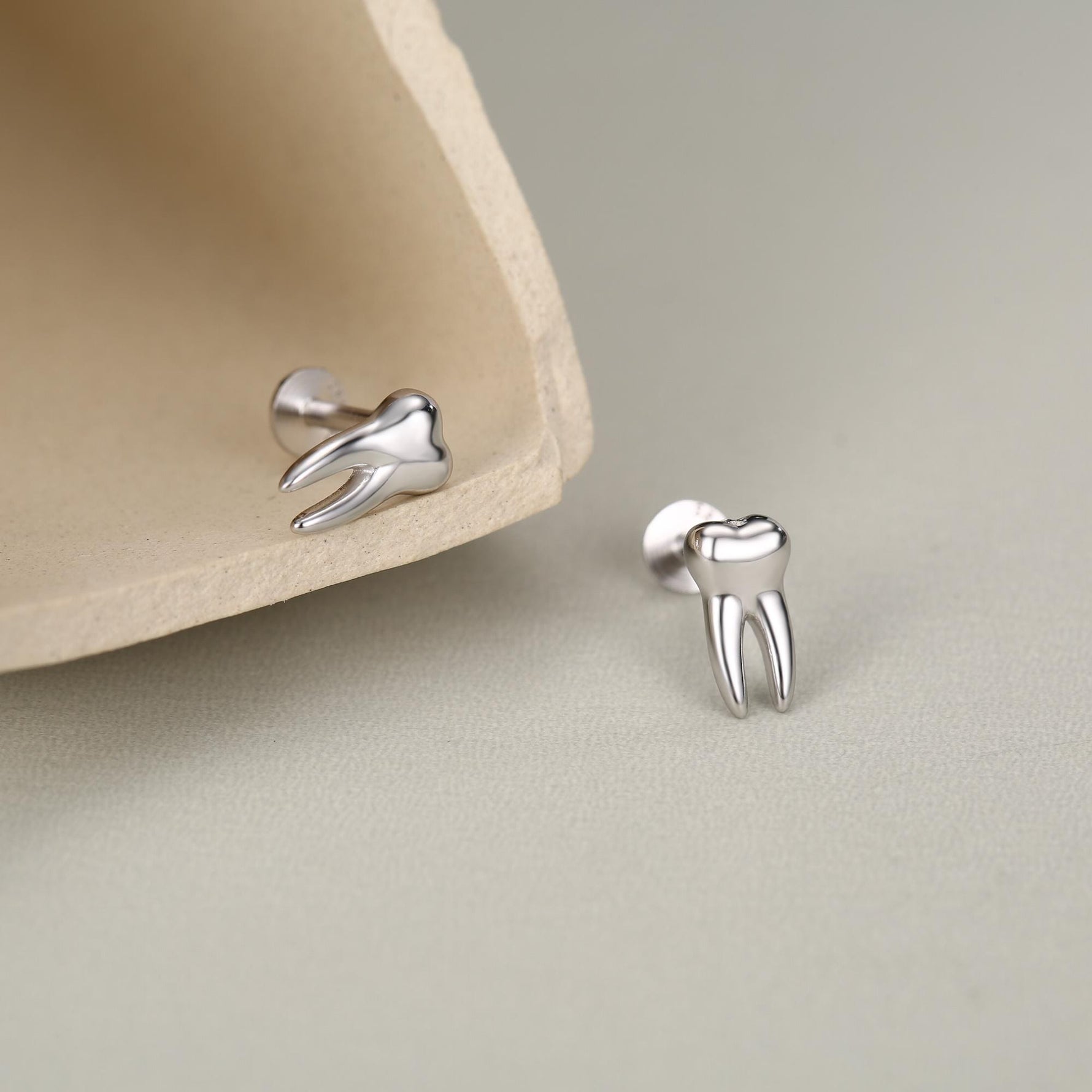 Tooth Flat Back Stud Earrings