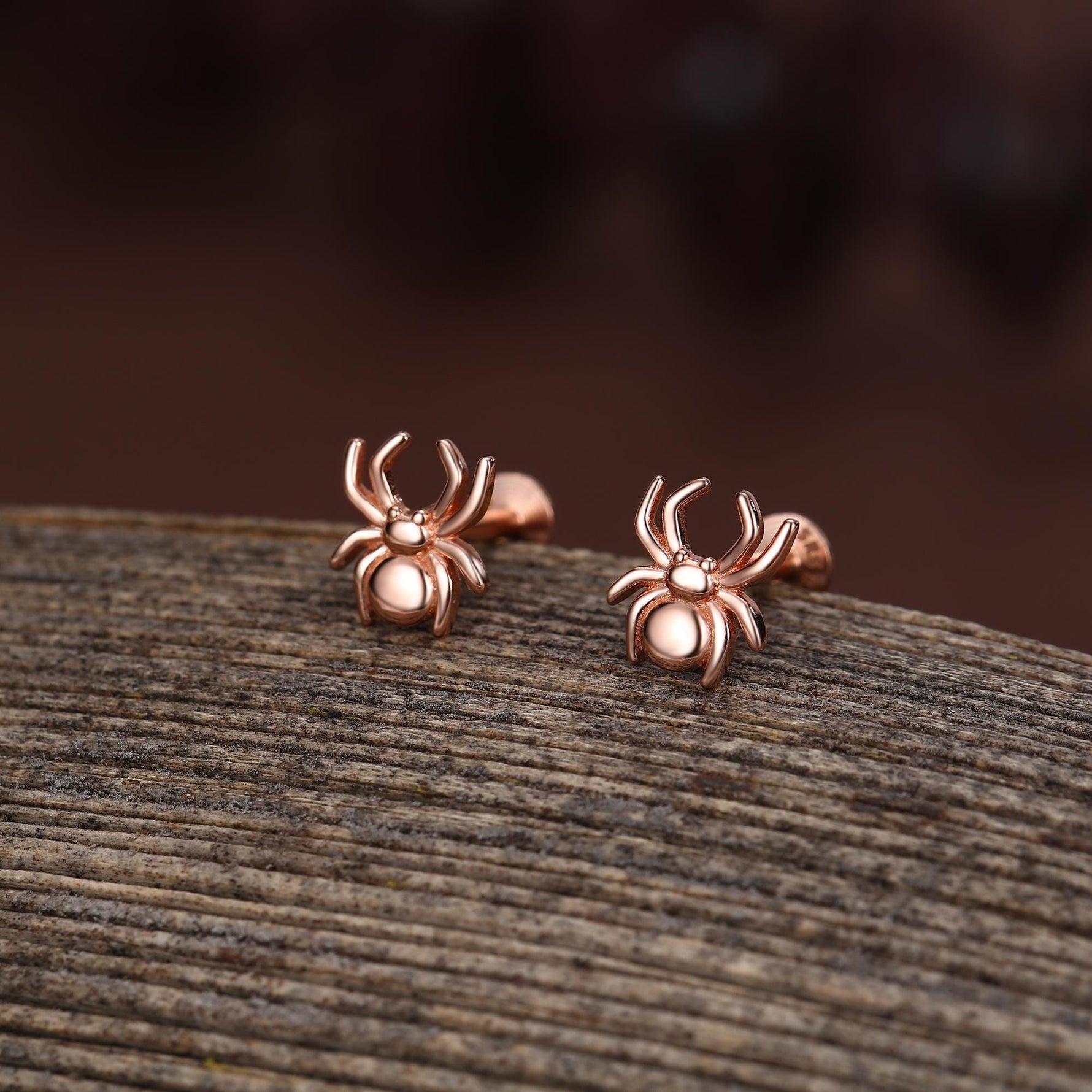 Sterling Silver Spider 16G Flat Back Stud Earrings