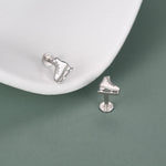Sterling Silver Ice Skate 16G Flat Back Stud Earrings