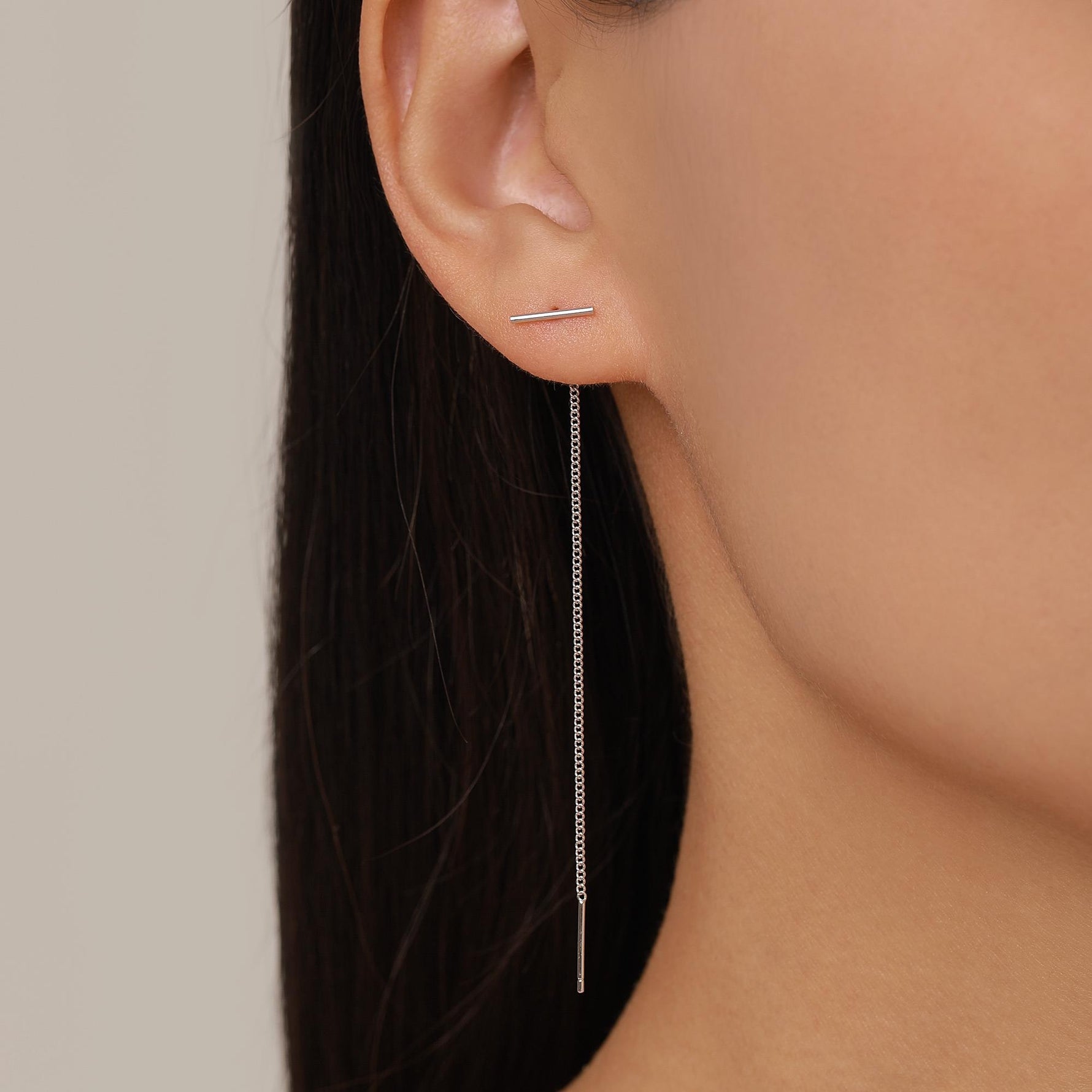 Sterling Silver T-Bar Threader Earrings