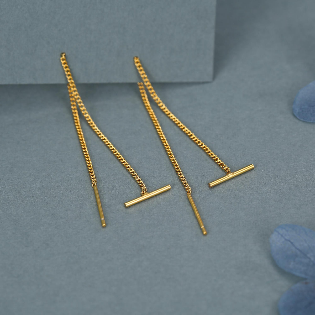 Sterling Silver T-Bar Threader Earrings