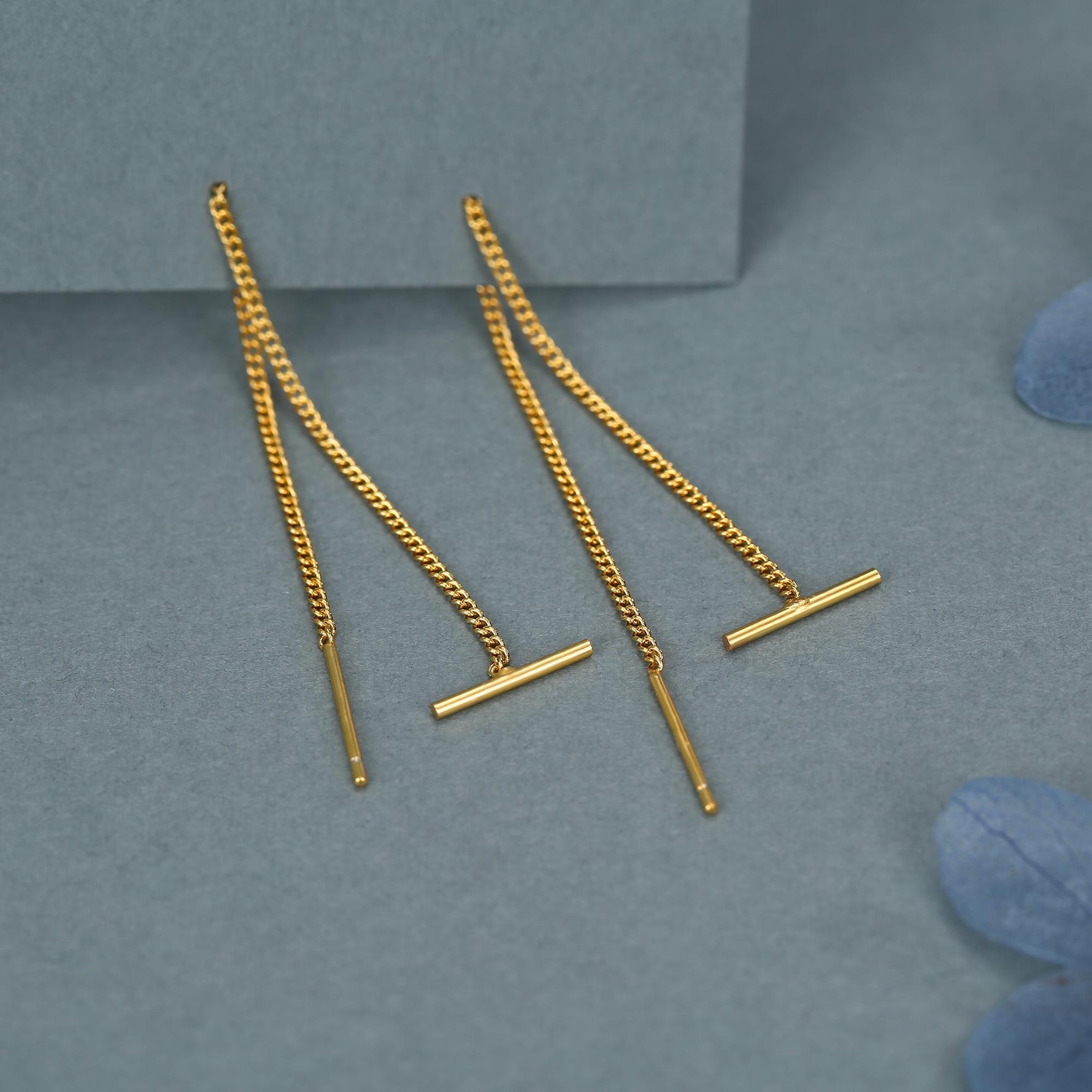 Sterling Silver T-Bar Threader Earrings