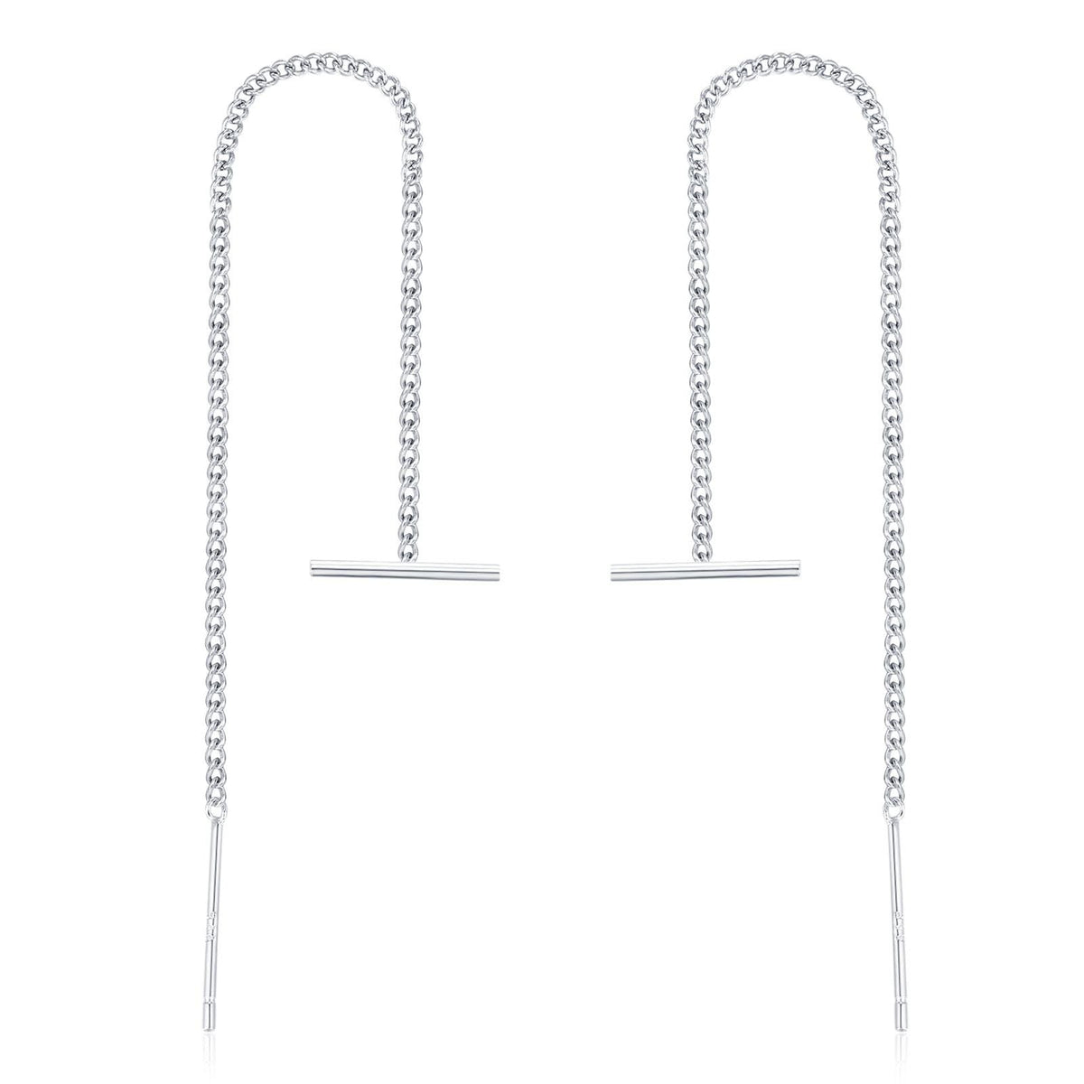 Sterling Silver T-Bar Threader Earrings