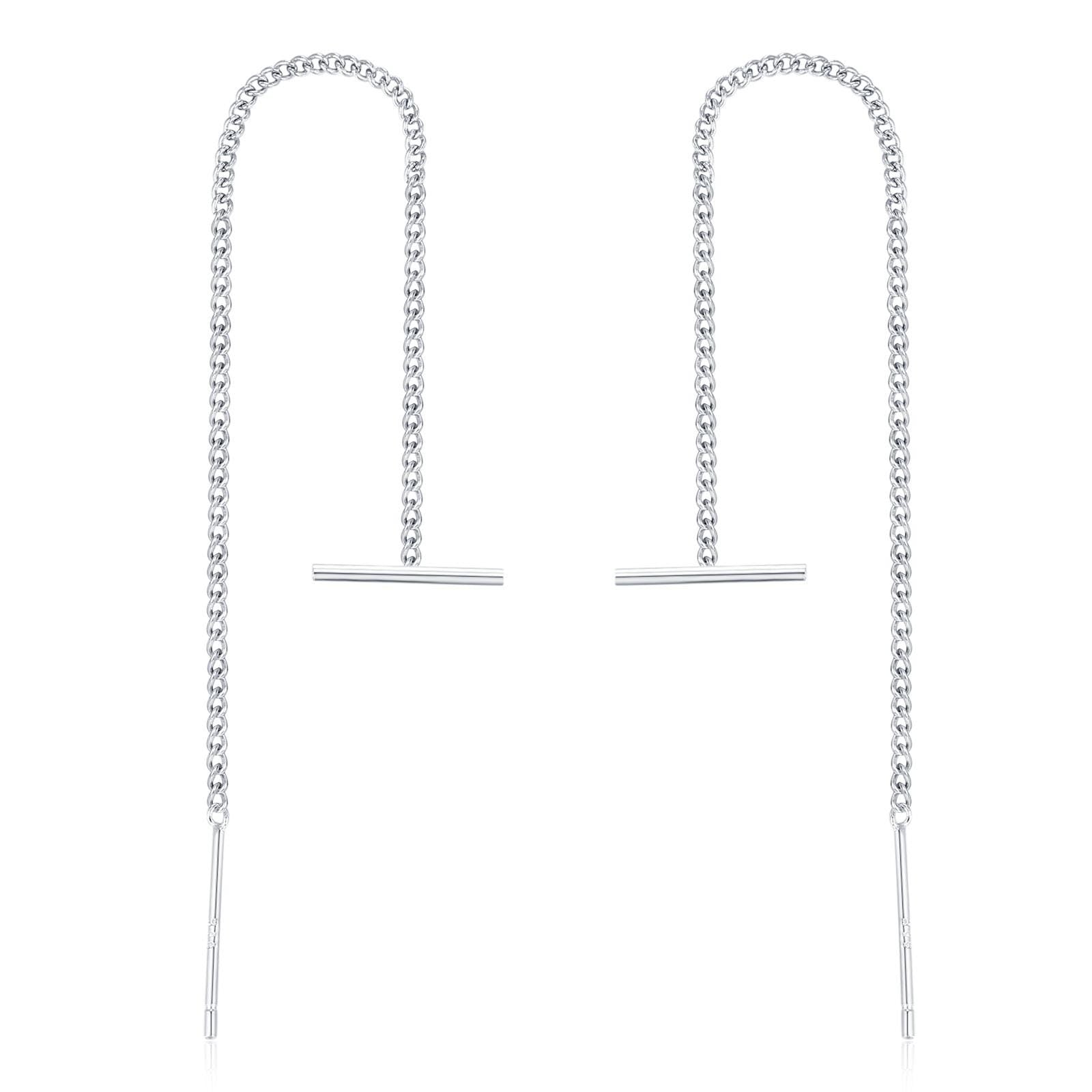Sterling Silver T-Bar Threader Earrings