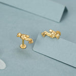 Sterling Silver Scuba Diver 16G Flat Back Stud Earrings
