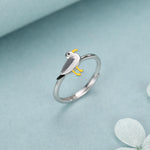 Sterling Silver Enamel Seagull Ring