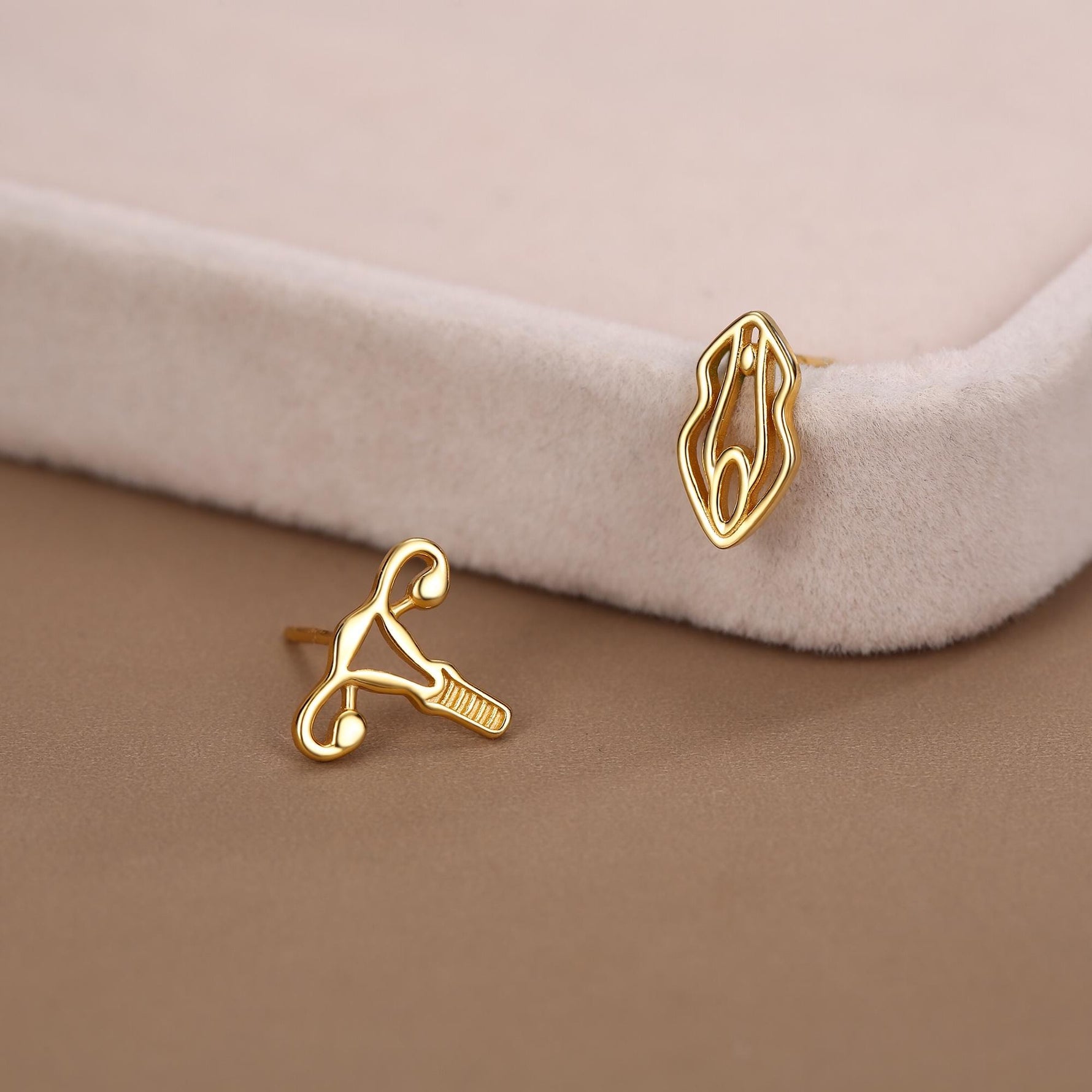 Sterling Silver Female Anatomy Mismatched Stud Earrings