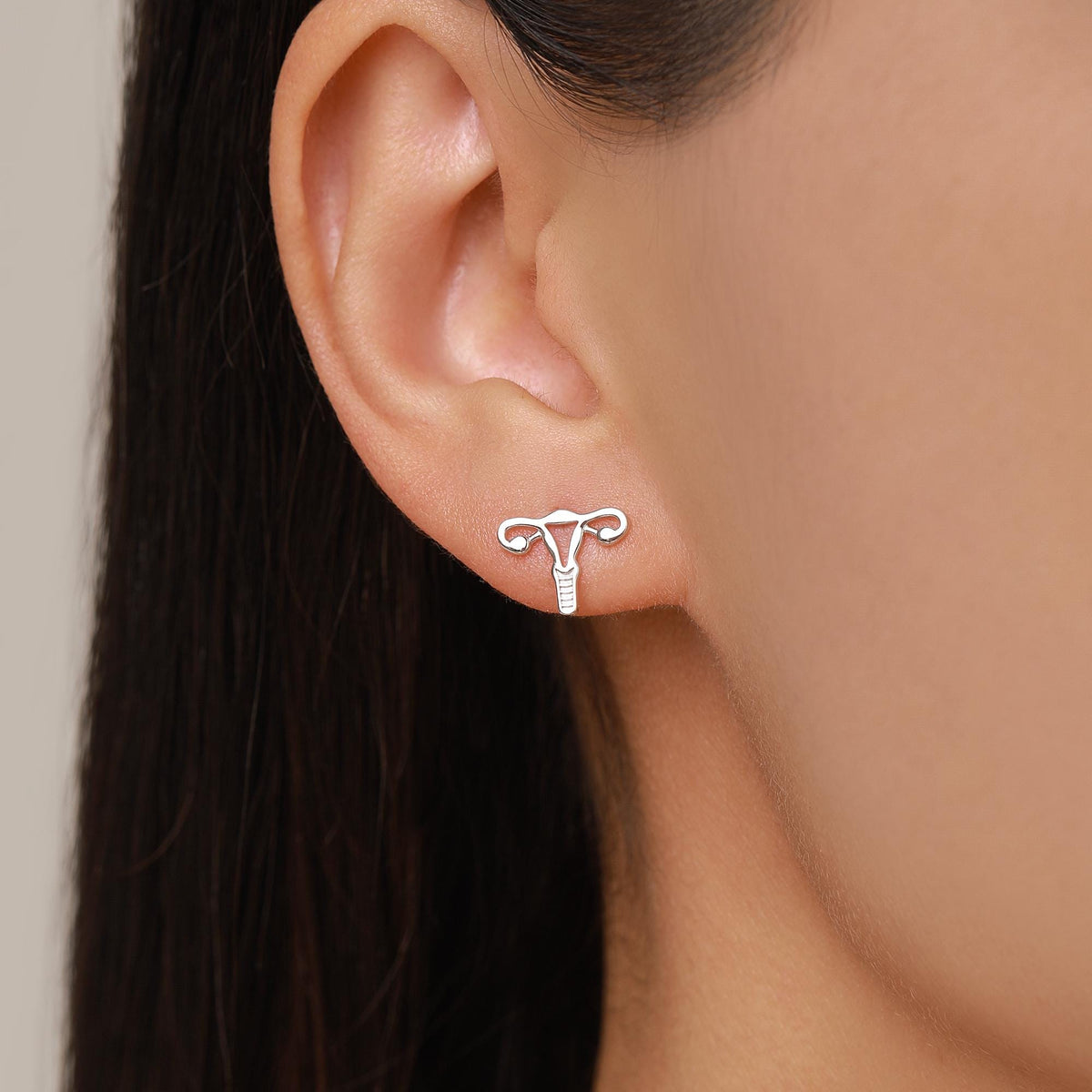 Sterling Silver Female Anatomy Mismatched Stud Earrings