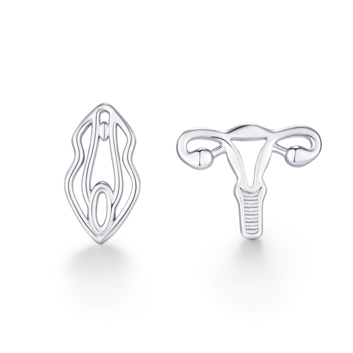 Sterling Silver Female Anatomy Mismatched Stud Earrings