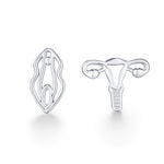 Sterling Silver Female Anatomy Mismatched Stud Earrings