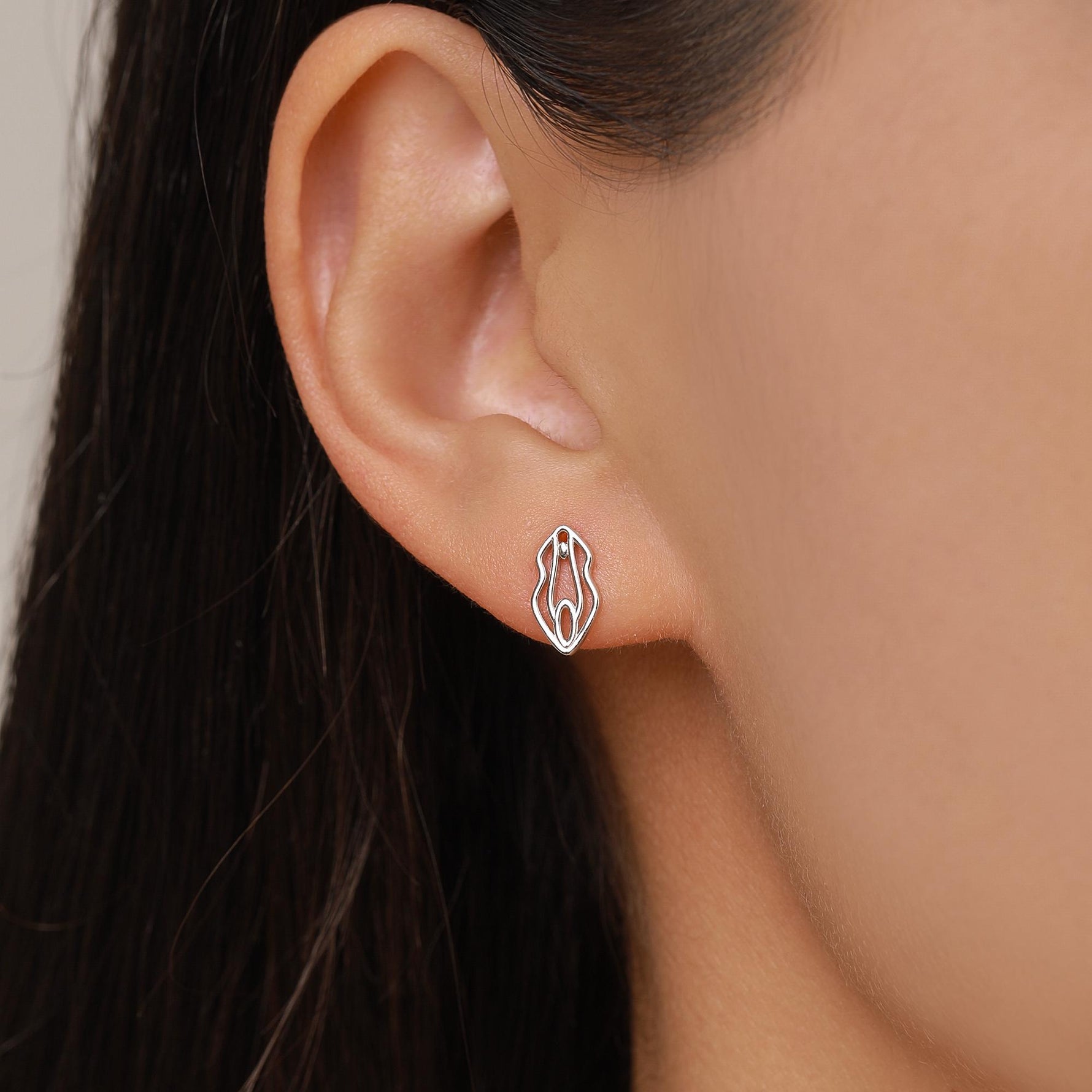 Sterling Silver Female Anatomy Mismatched Stud Earrings