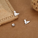 Chicken Stud Earrings in Sterling Silver, Nature Inspired Animal Earrings, Farm Animal Earrings
